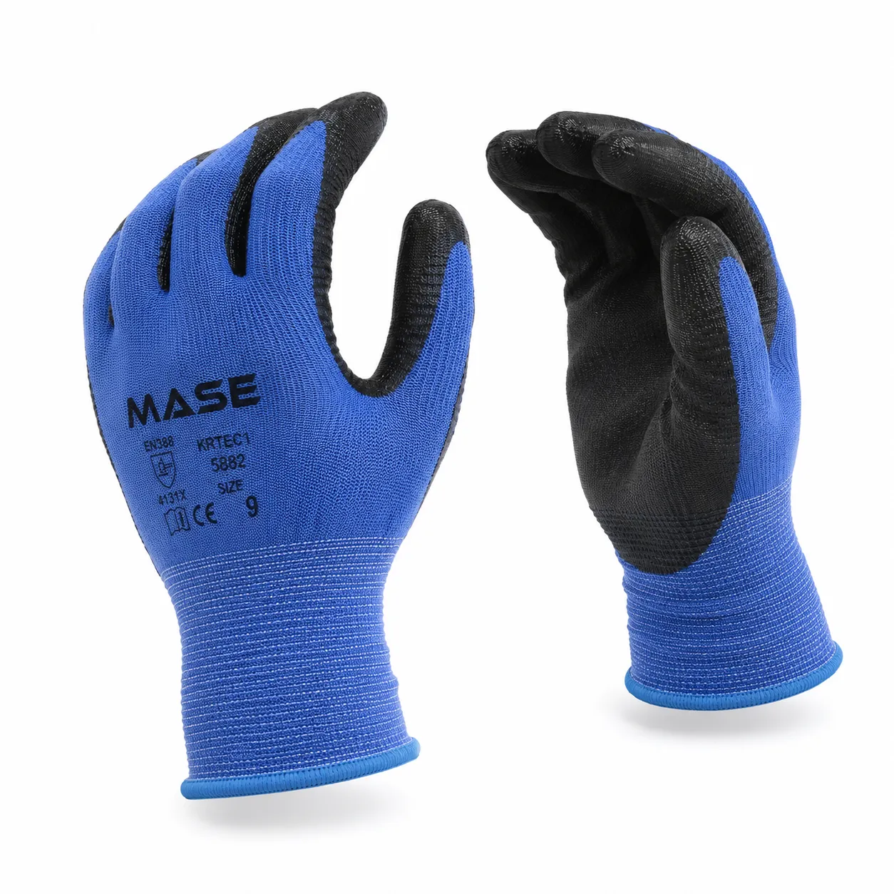 GUANTE POLIESTER AZUL NITRILO LISO NEGRO MASE - imagen 1